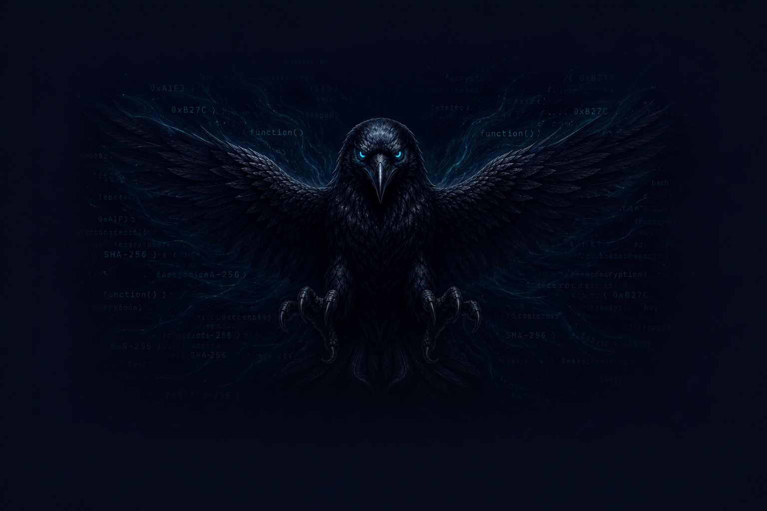 Imperial raven with code-laden airflow currents